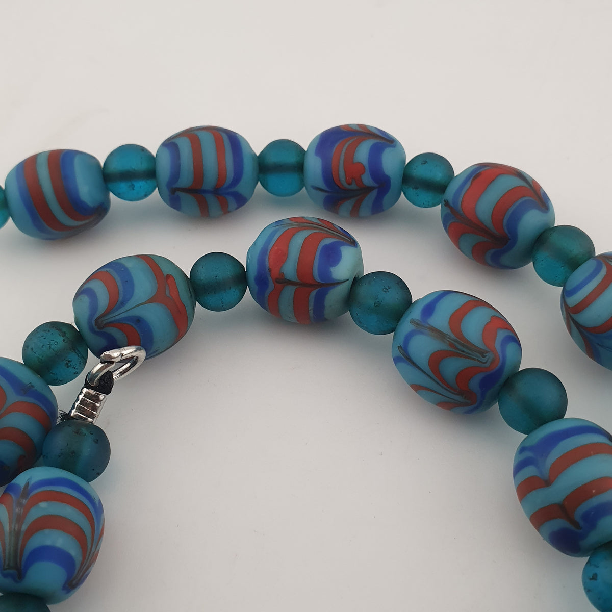 Vintage Venetian Style Feather Desgin & African Style Glass Beads Necklace