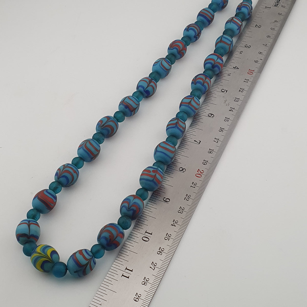 Vintage Venetian Style Feather Desgin & African Style Glass Beads Necklace