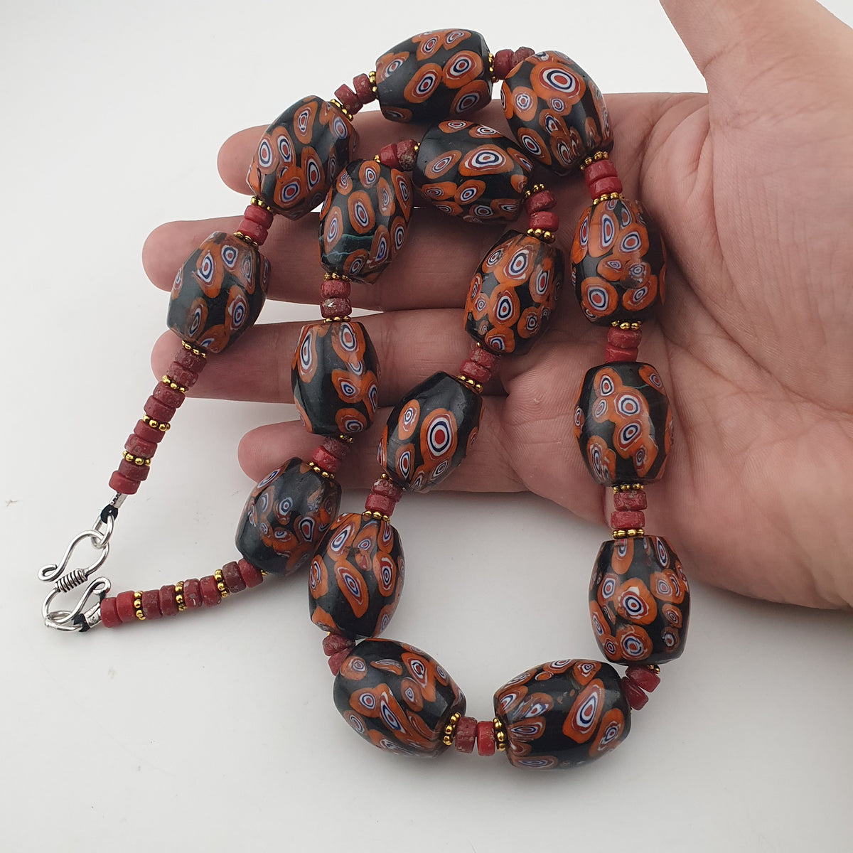 Vintage Venetian Style Gabri Eyes Glass Big Beads Necklace