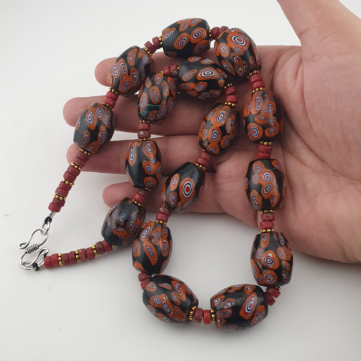 Vintage Venetian Style Gabri Eyes Glass Big Beads Necklace