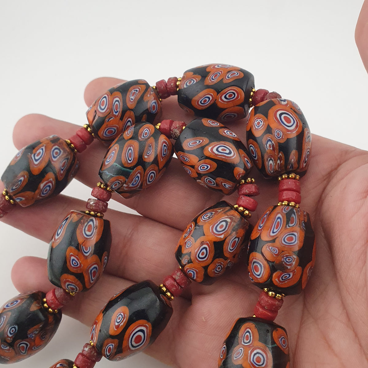 Vintage Venetian Style Gabri Eyes Glass Big Beads Necklace