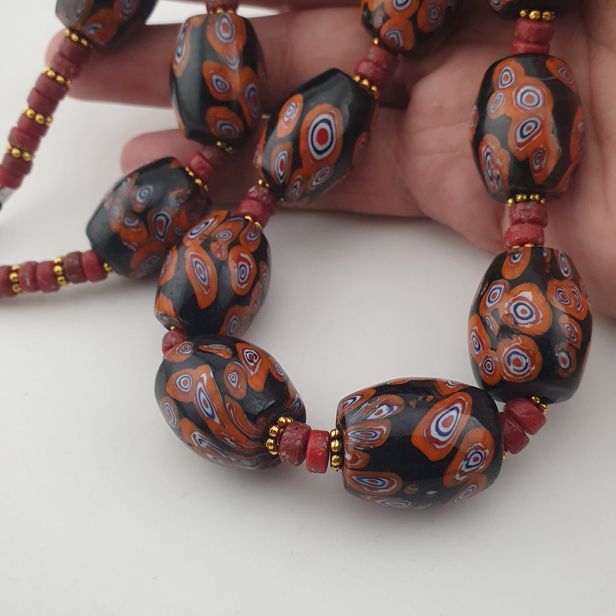 Vintage Venetian Style Gabri Eyes Glass Big Beads Necklace