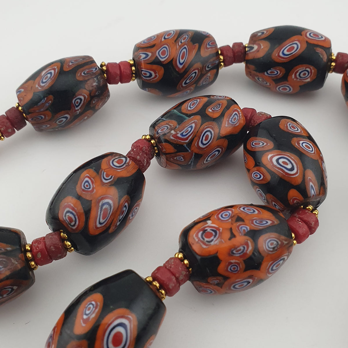 Vintage Venetian Style Gabri Eyes Glass Big Beads Necklace