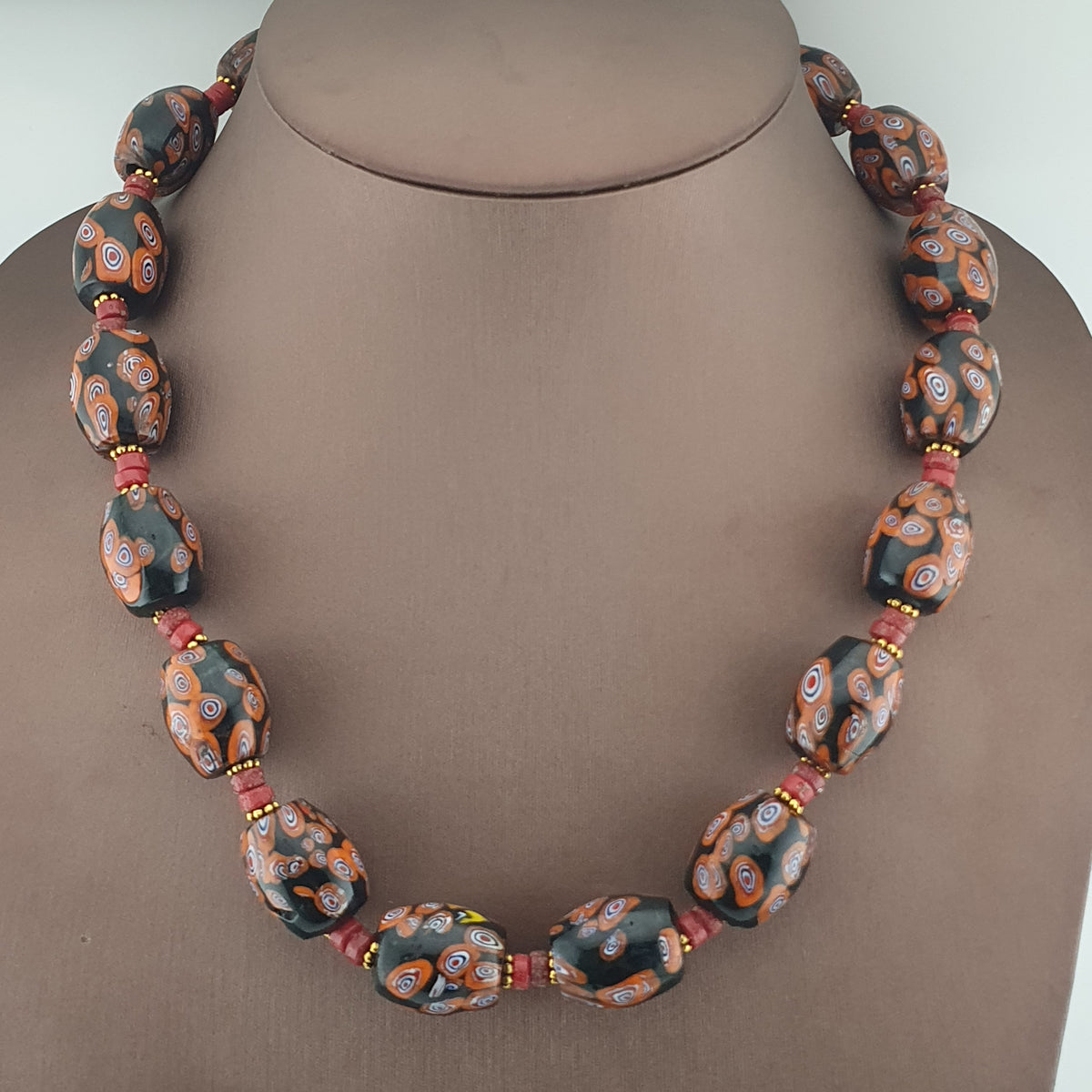 Vintage Venetian Style Gabri Eyes Glass Big Beads Necklace