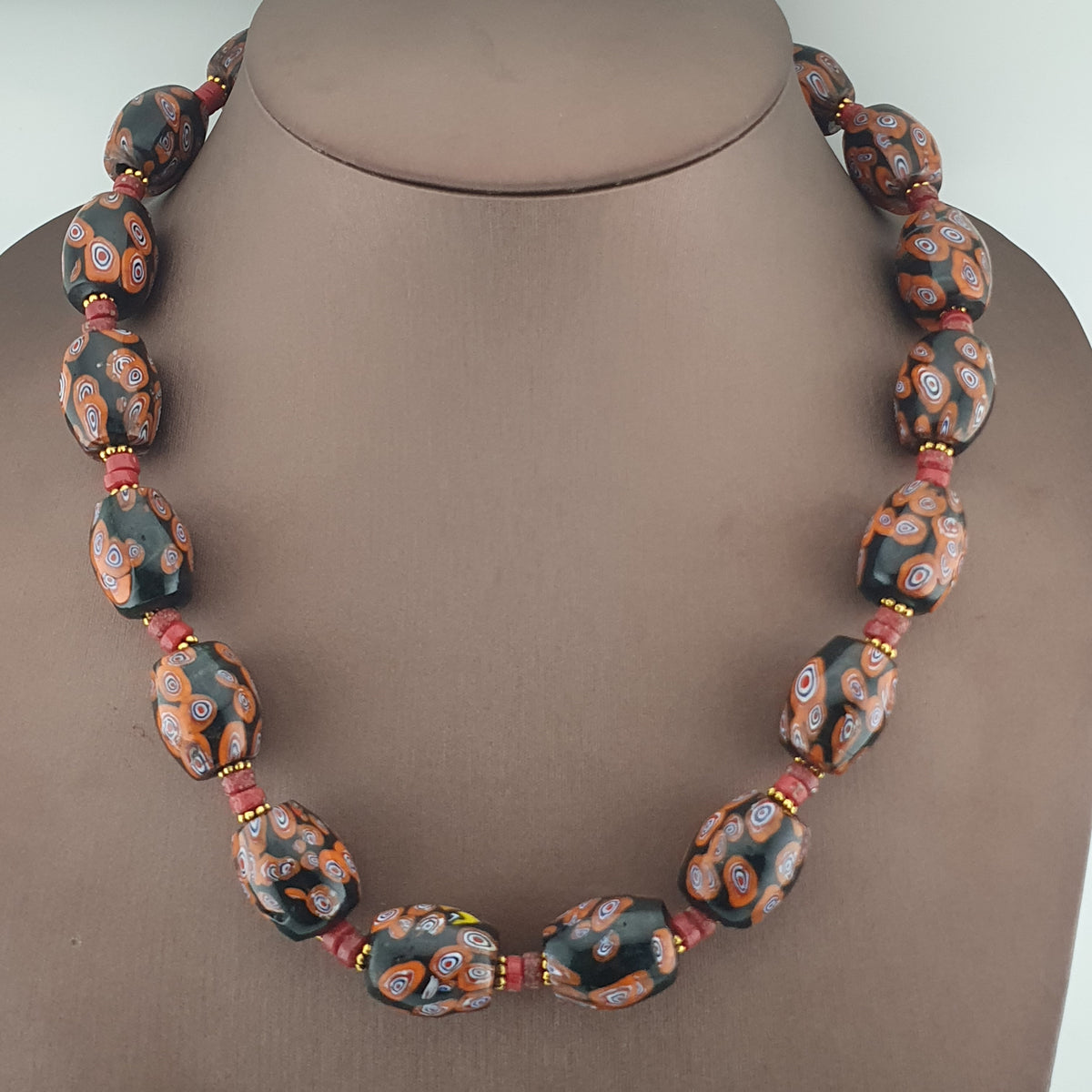 Vintage Venetian Style Gabri Eyes Glass Big Beads Necklace