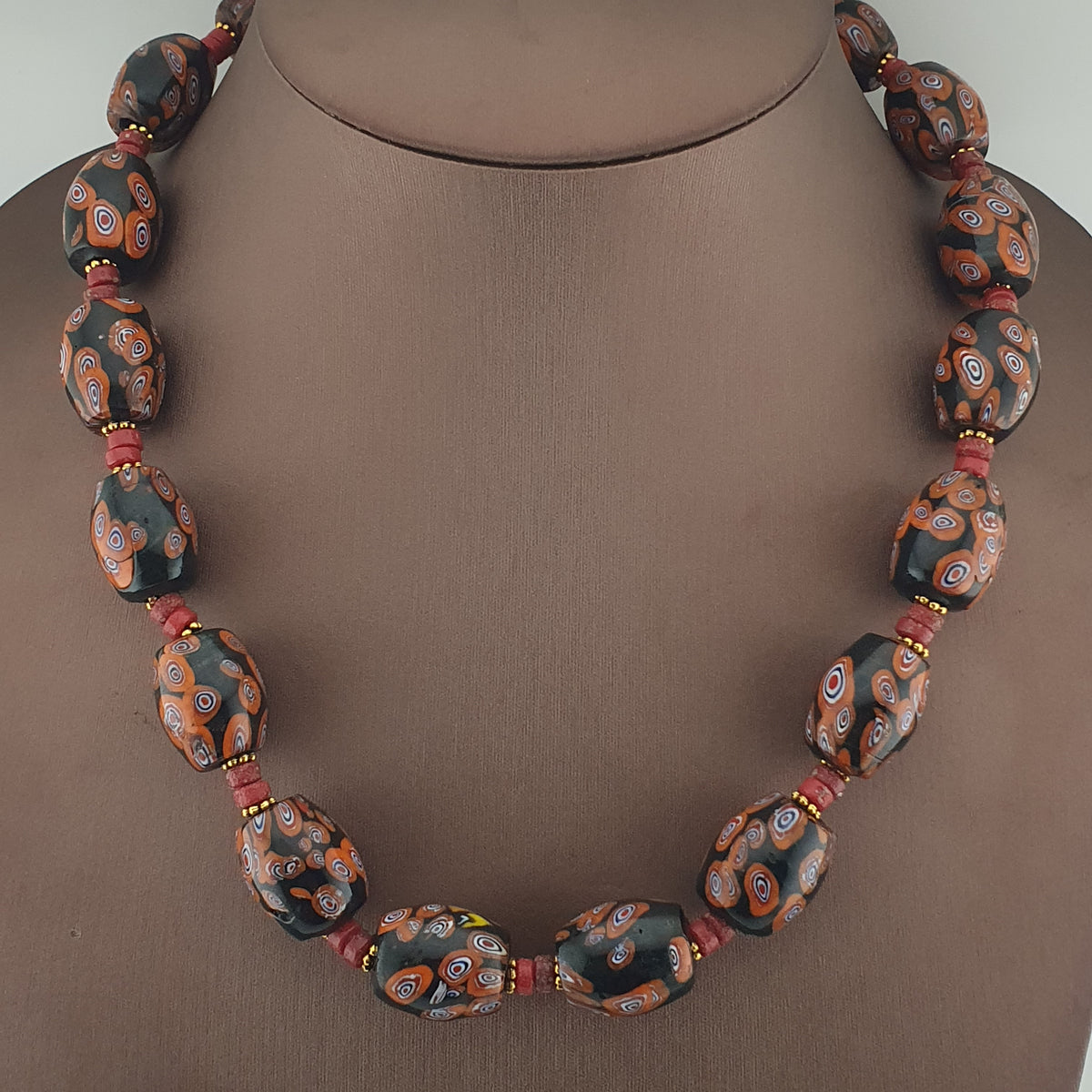 Vintage Venetian Style Gabri Eyes Glass Big Beads Necklace