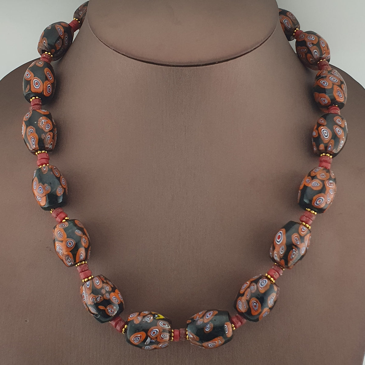 Vintage Venetian Style Gabri Eyes Glass Big Beads Necklace