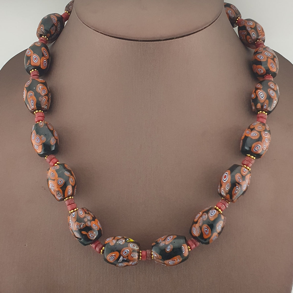 Vintage Venetian Style Gabri Eyes Glass Big Beads Necklace