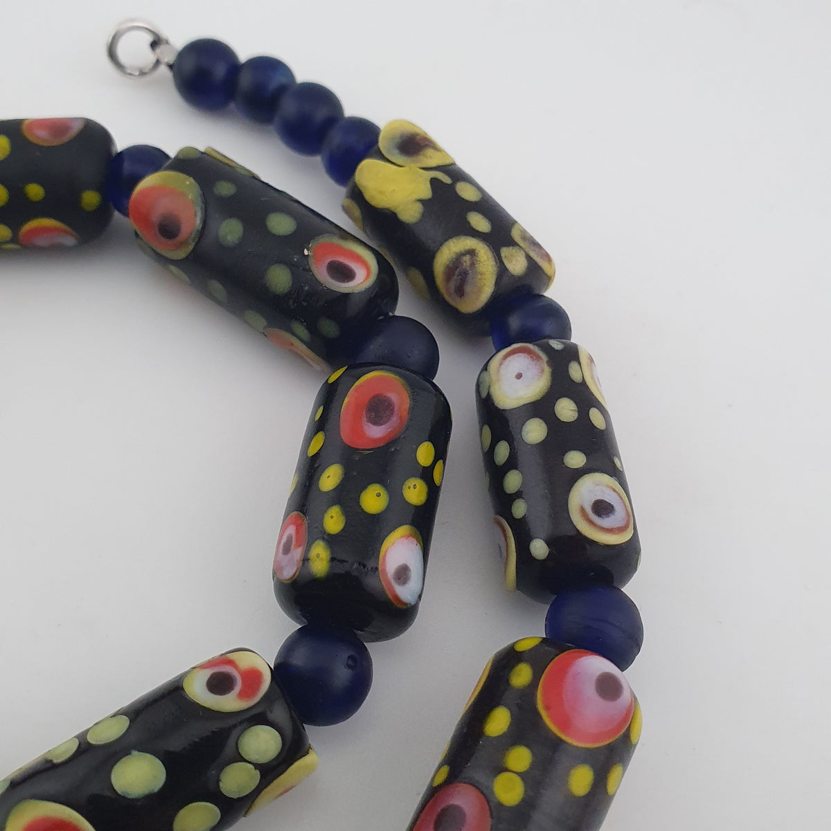 Vintage Venetian Style Eyes Glass Beads Necklace