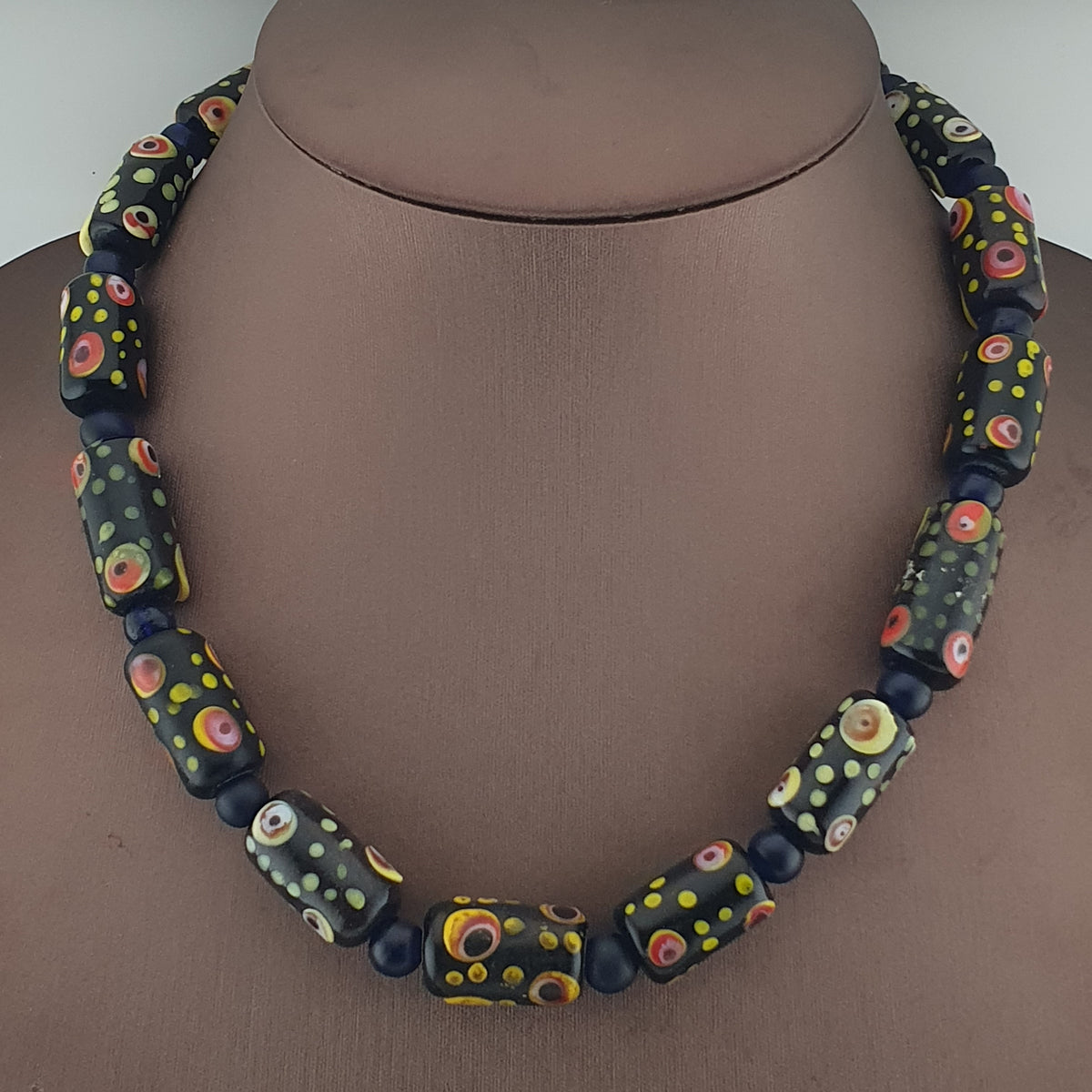 Vintage Venetian Style Eyes Glass Beads Necklace