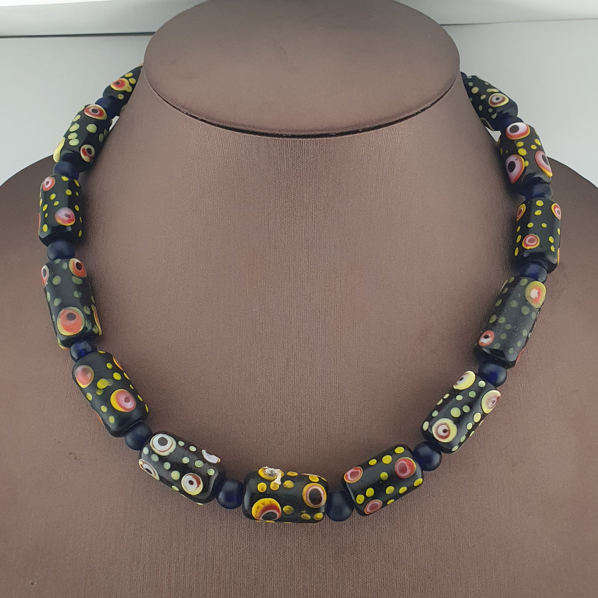 Vintage Venetian Style Eyes Glass Beads Necklace