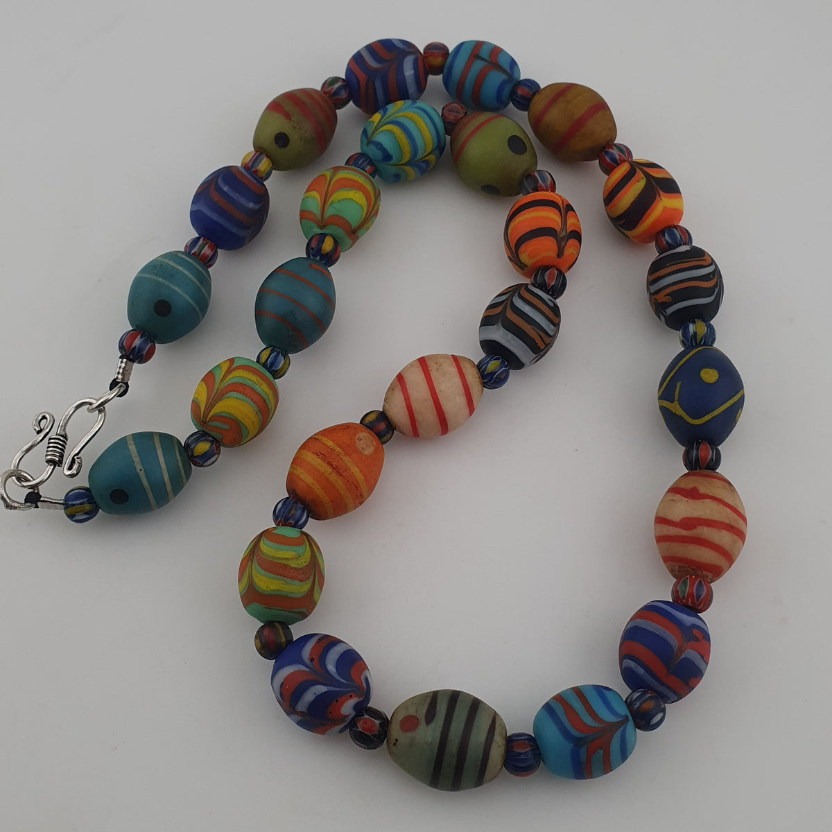 Vintage Venetian Style Feather & Eye Trade With Chevron Necklace