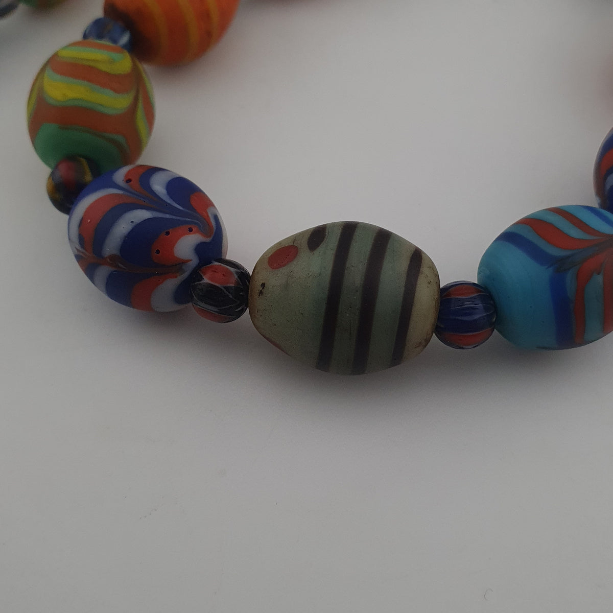 Vintage Venetian Style Feather & Eye Trade With Chevron Necklace
