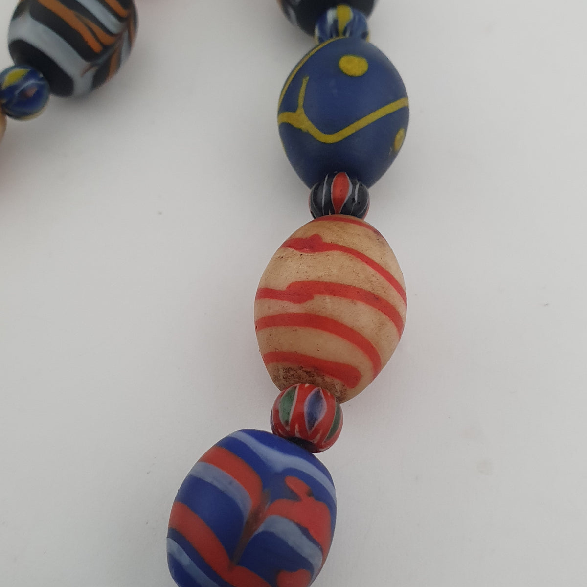 Vintage Venetian Style Feather & Eye Trade With Chevron Necklace