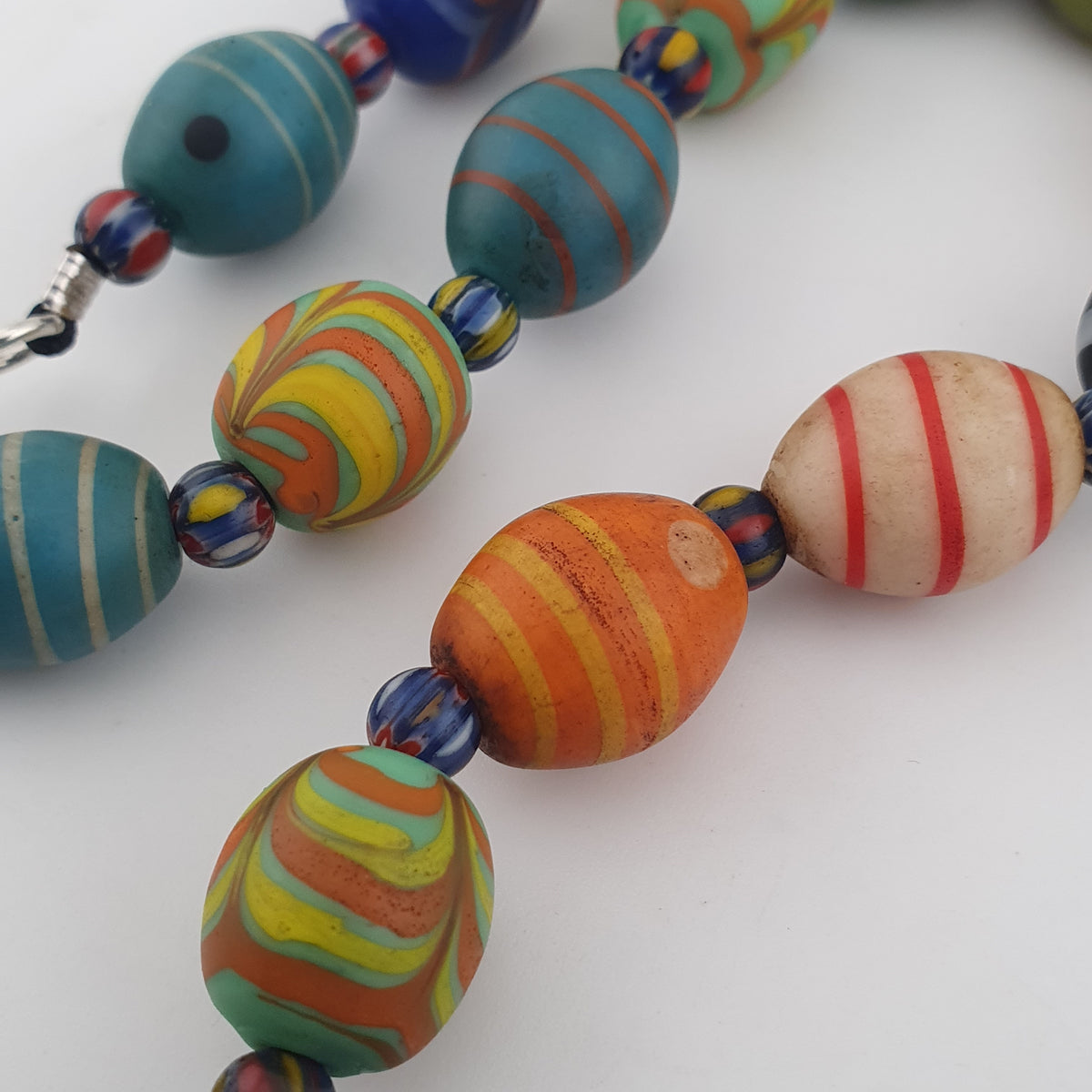 Vintage Venetian Style Feather & Eye Trade With Chevron Necklace