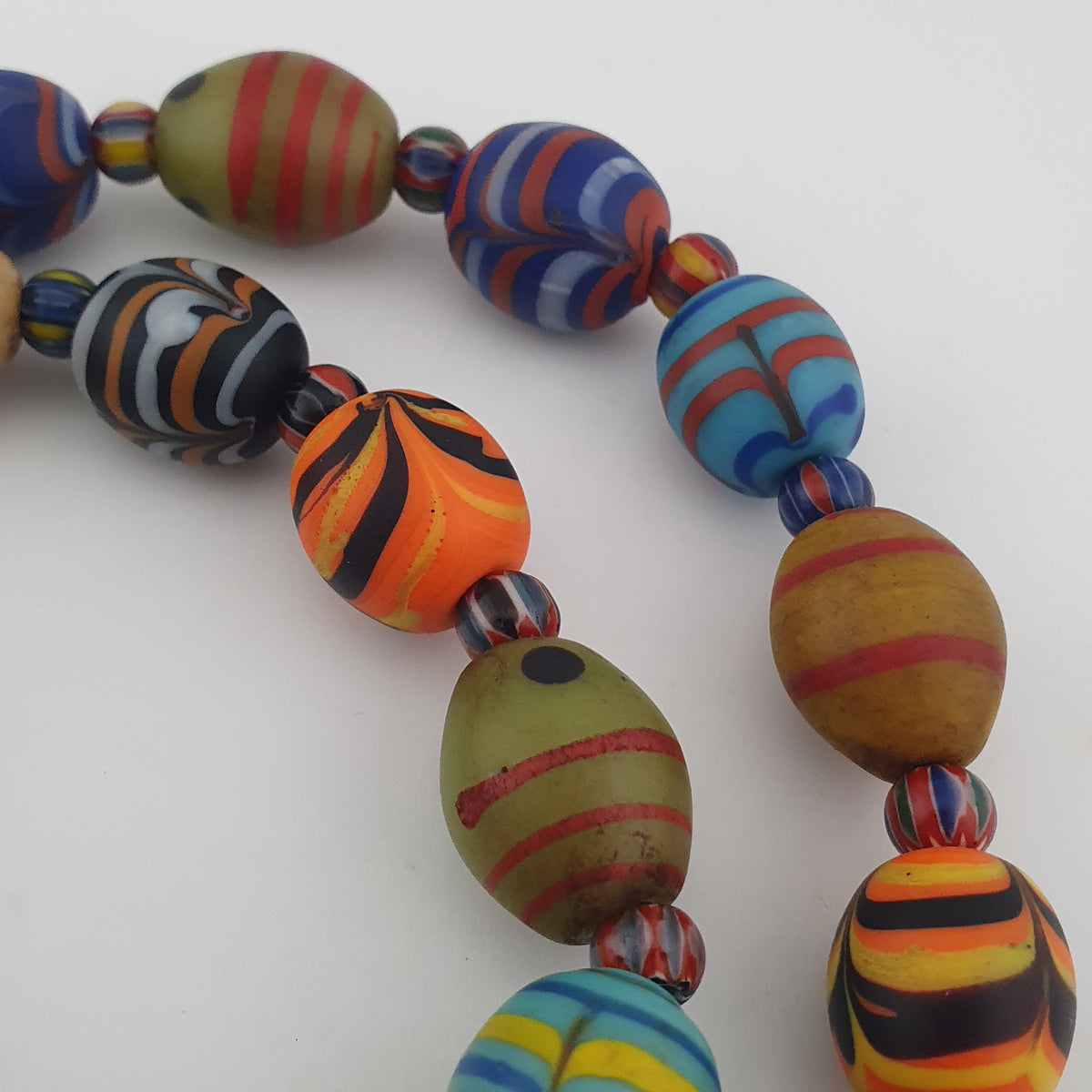 Vintage Venetian Style Feather & Eye Trade With Chevron Necklace