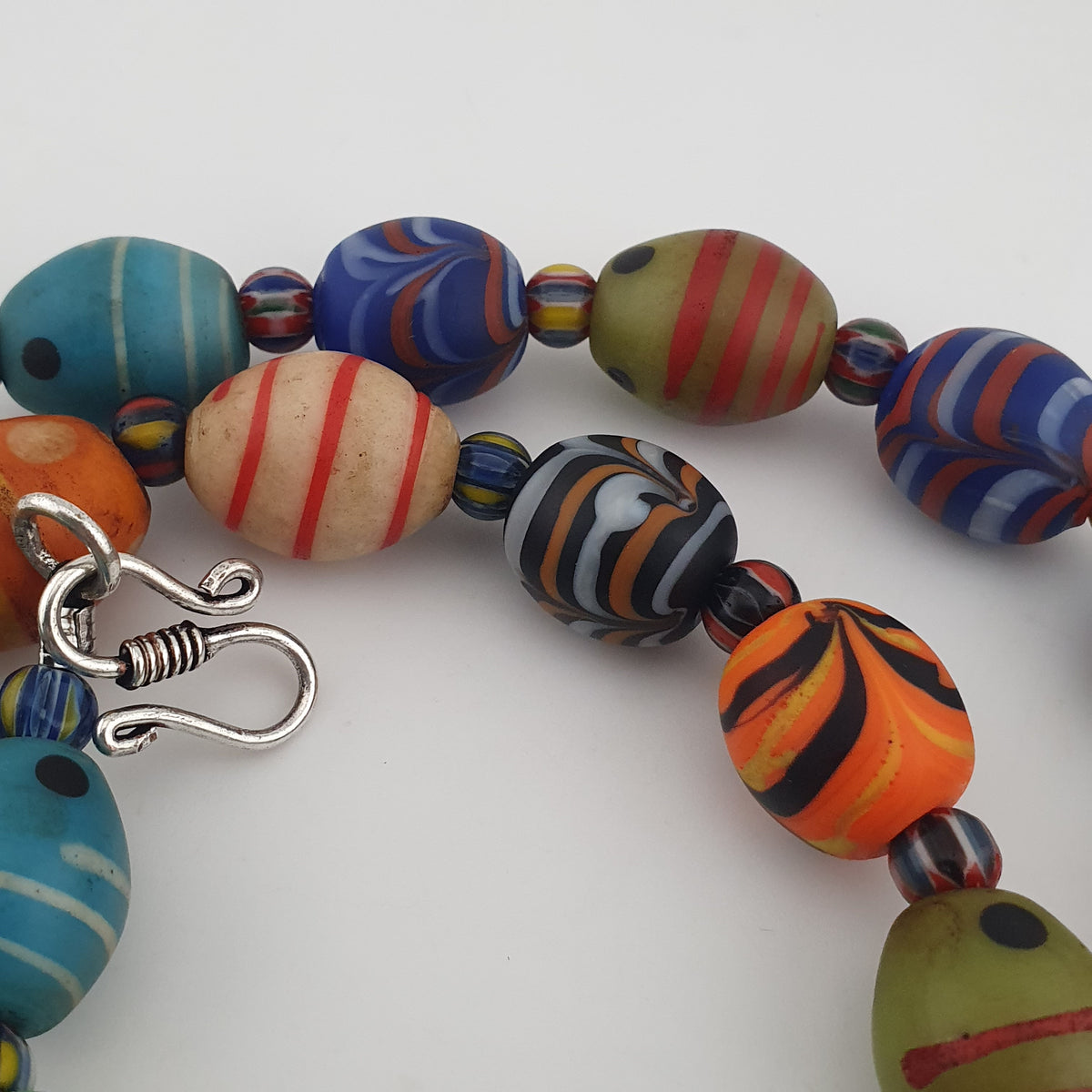 Vintage Venetian Style Feather & Eye Trade With Chevron Necklace