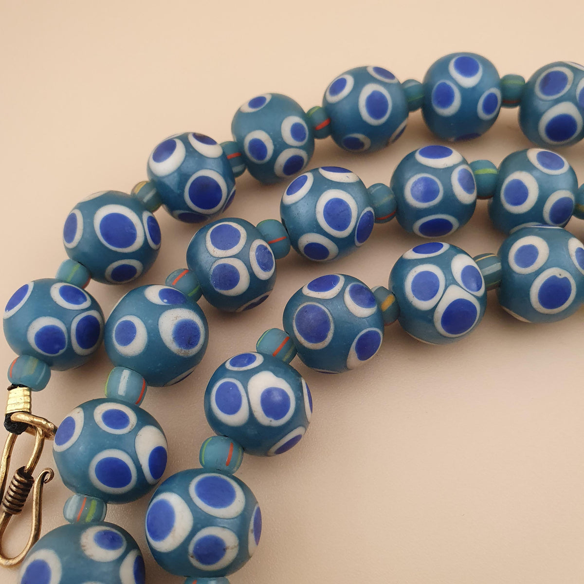 Vintage Thousand Eyes Venetian Style Glass Beads Necklace 24 inches