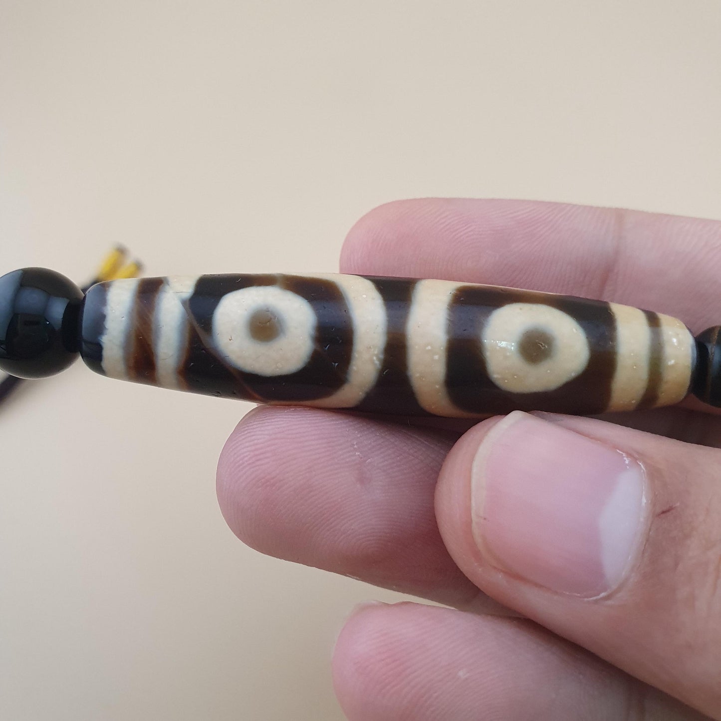 Vintage 3 Augen Himalaya-Tibet-Achat-Dzi-Perlen-Amulett