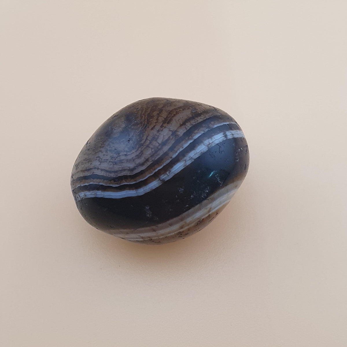 Perle d'agate Suliemani vintage naturelle pour amulette 21,6 mm x 17,2 mm