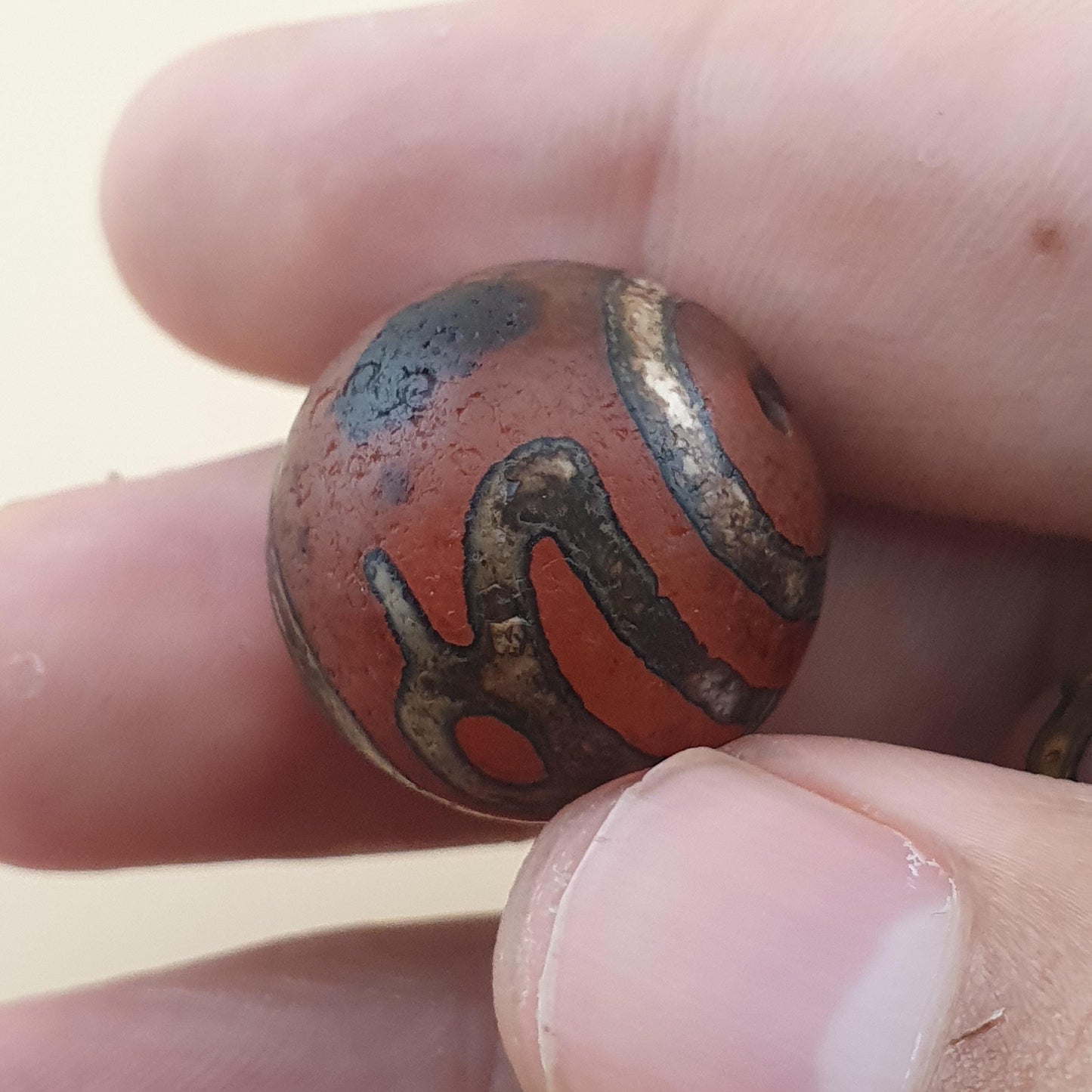 Vintage Etched Carnelian Agate Lot of 3 Beads
