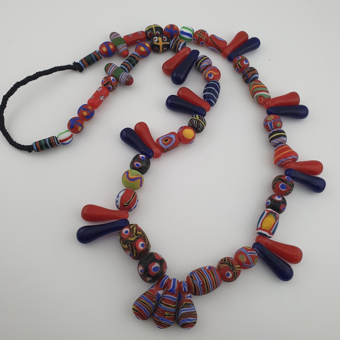 Antique Venetian Style Multicolor Glass Beads, Gabri & Floral Beads Necklace