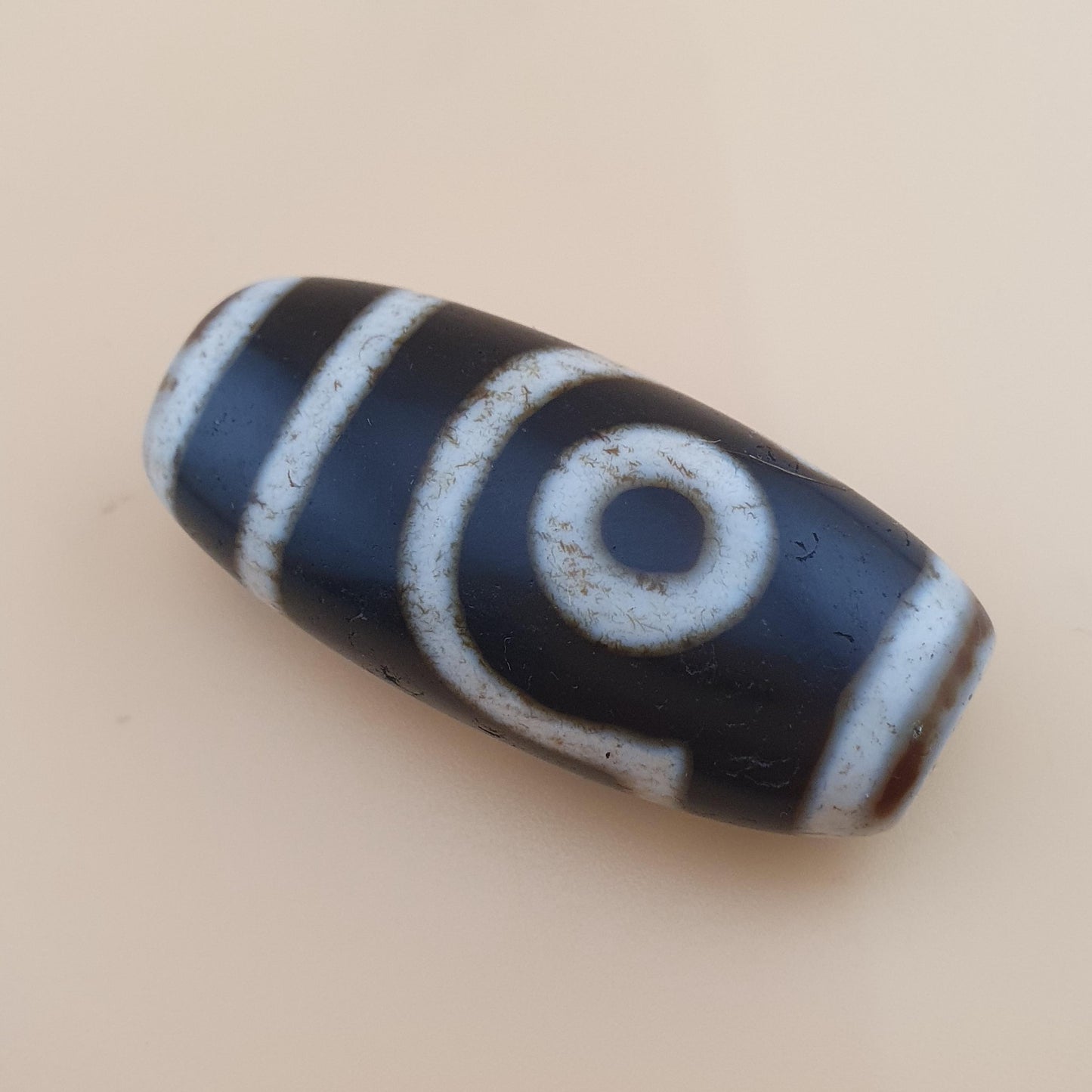Vintage 2-Augen Achat Dzi Perle: Tibetisches Himalaya-Amulett