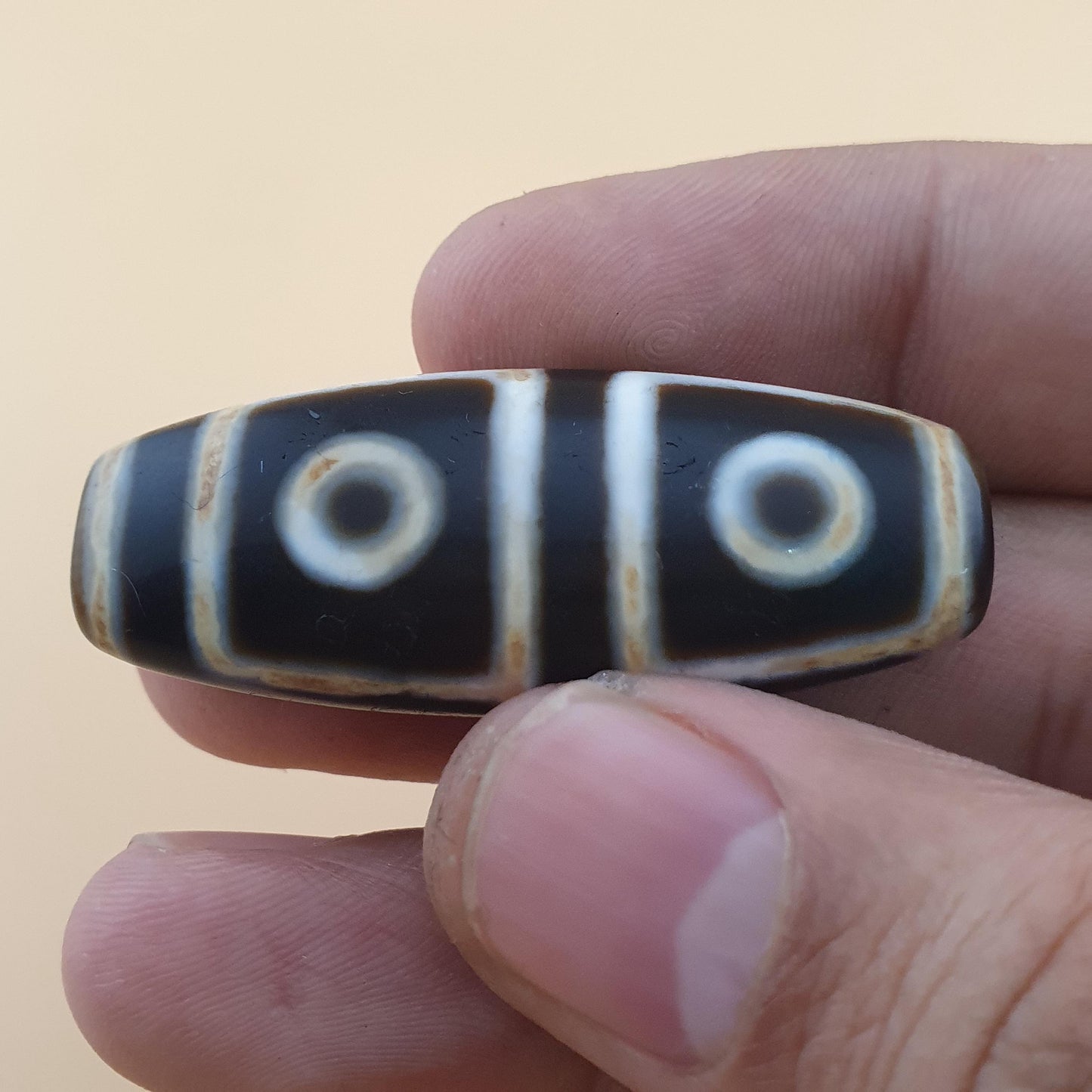 Vintage 4 Augen Himalaya Tibet Achat Perlen Amulett