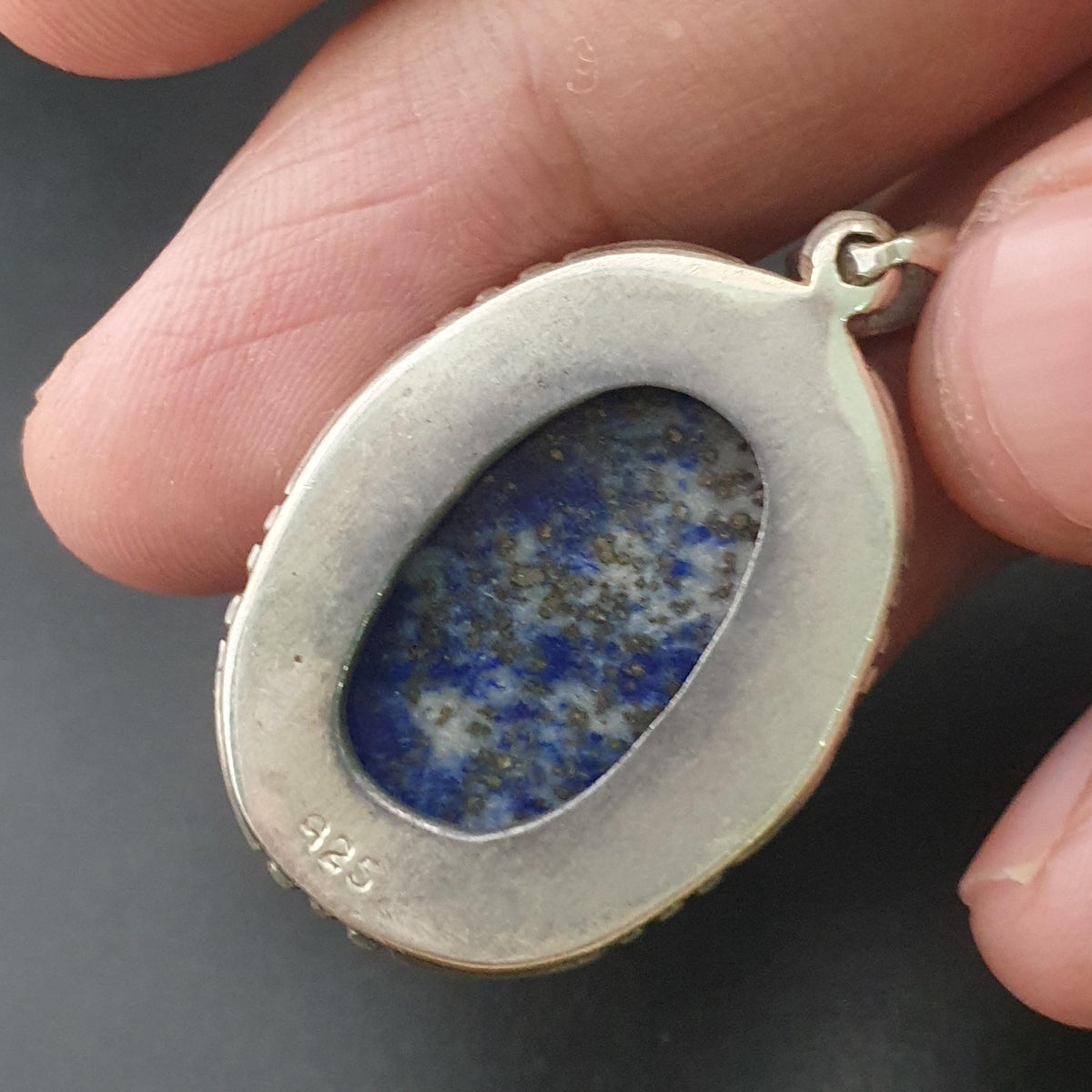 Pendentif vintage en argent sterling 925 avec lapis-lazuli