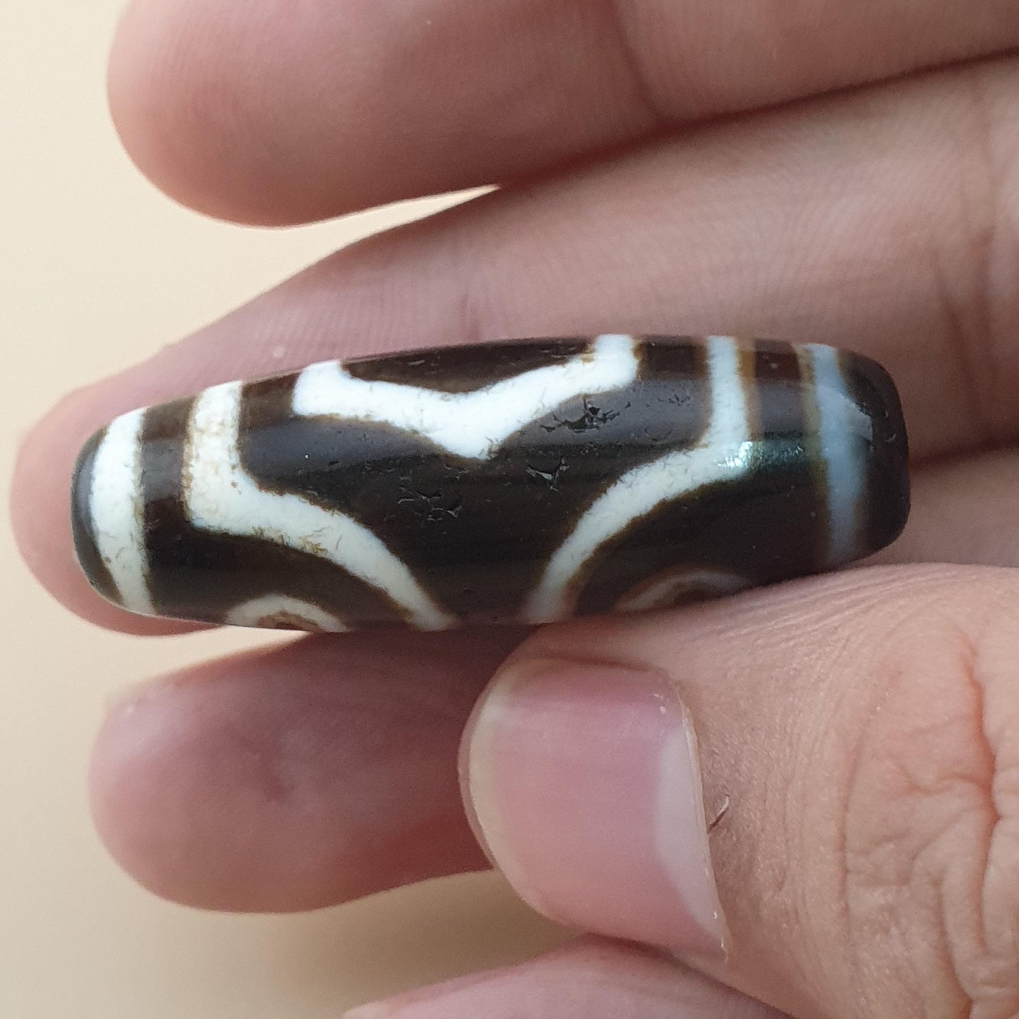 Vintage Himalayan Tibetan 3 Eyes Agate Dzi Bead Amulet