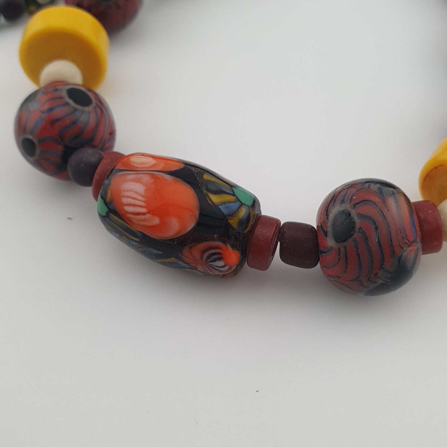 Antique Venetian Style Gabri Eyes & African Glass beads Necklace