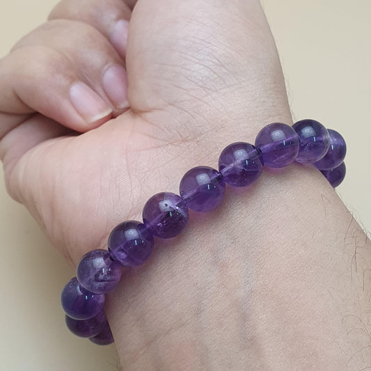 Lila klarer Amethyst Armband mit runden Perlen