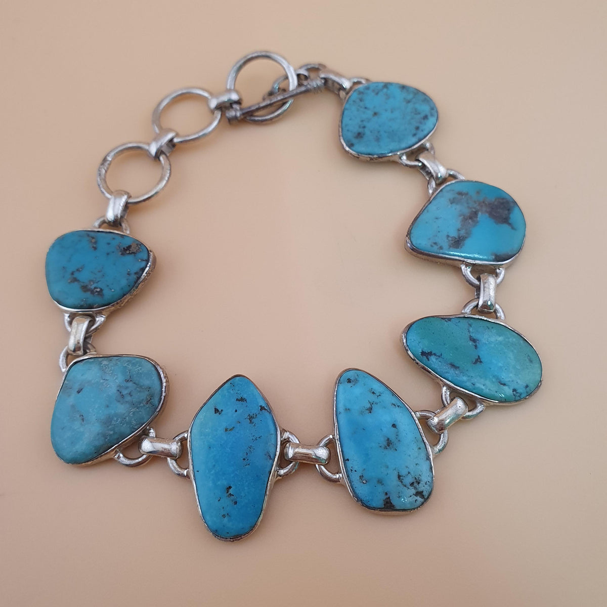 Authentique bracelet en argent sterling 925 avec turquoise d'Arizona