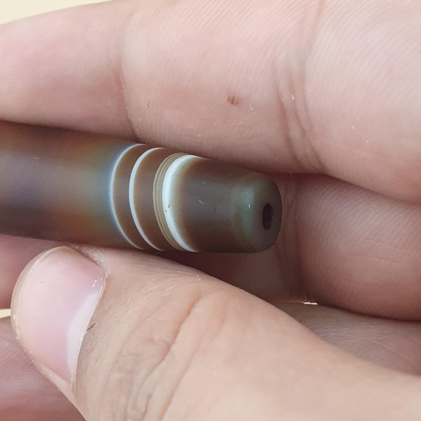 Vintage Yemeni Suliemani Natural Stripe Pattern Agate Bead
