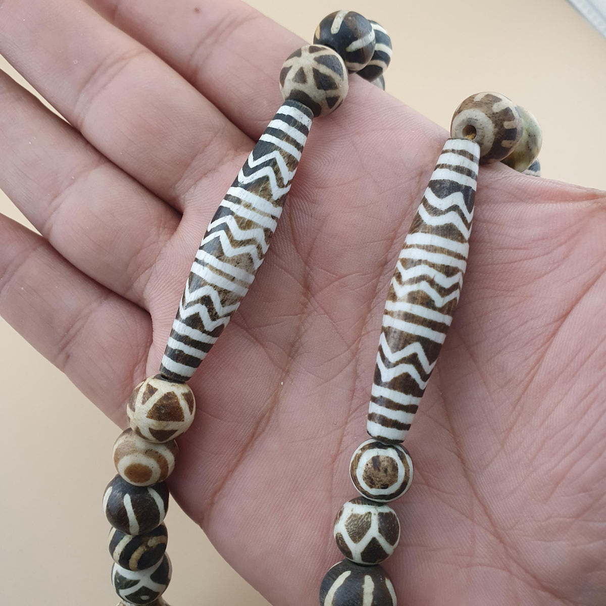 Vintage Asian African Pumtekpyu & Glass Beads Necklace 20 inches