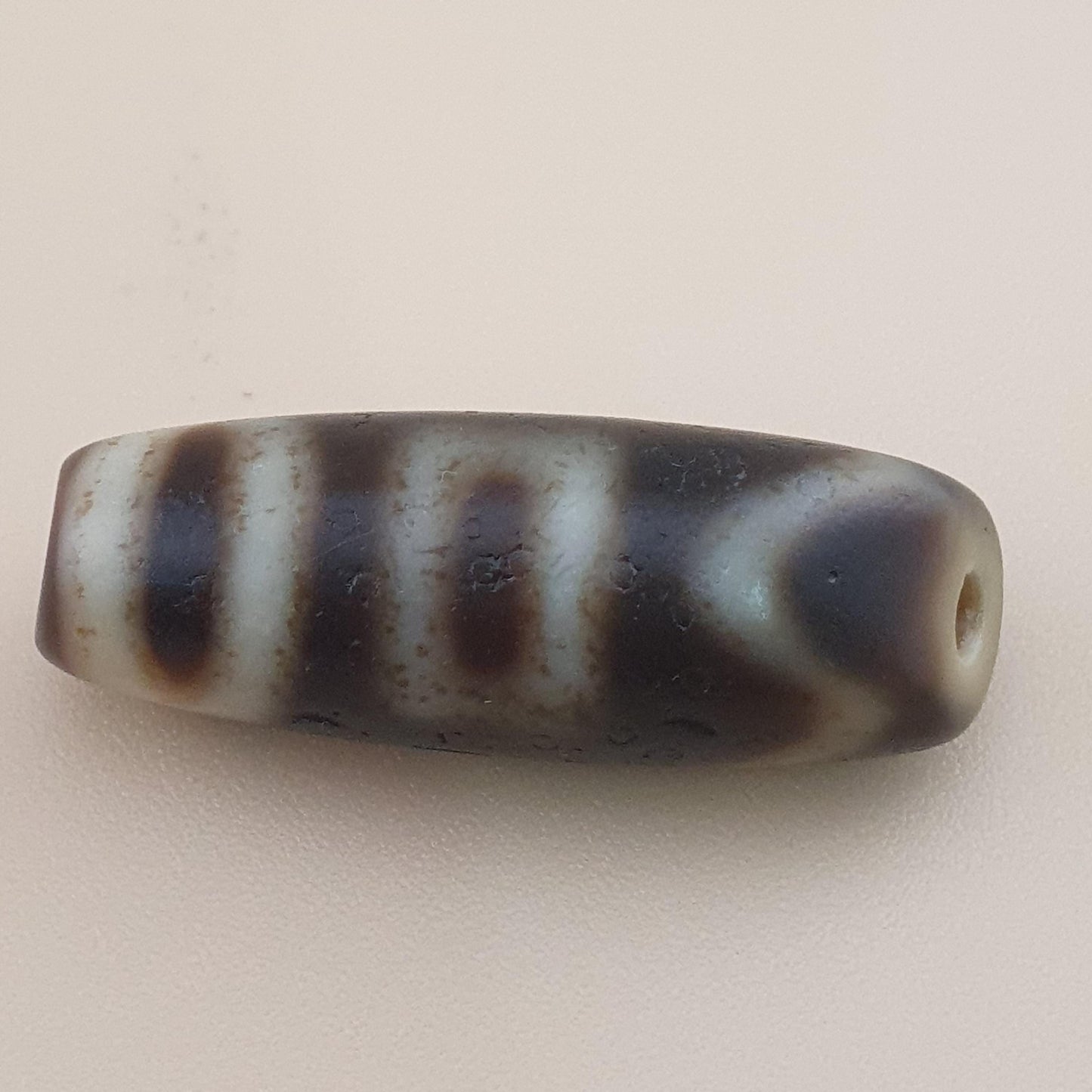 Vintage Circle Square Himalayan Tibetan Agate Dzi Bead Amulet