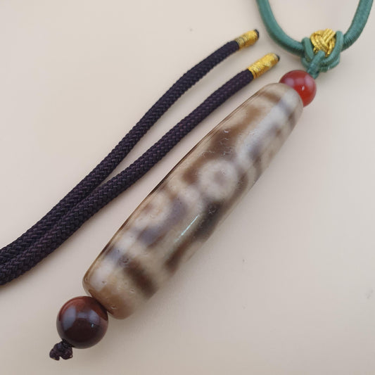 Vintage 9 Augen Himalaya Tibet Achat Dzi Perle Amulett Anhänger Halskette