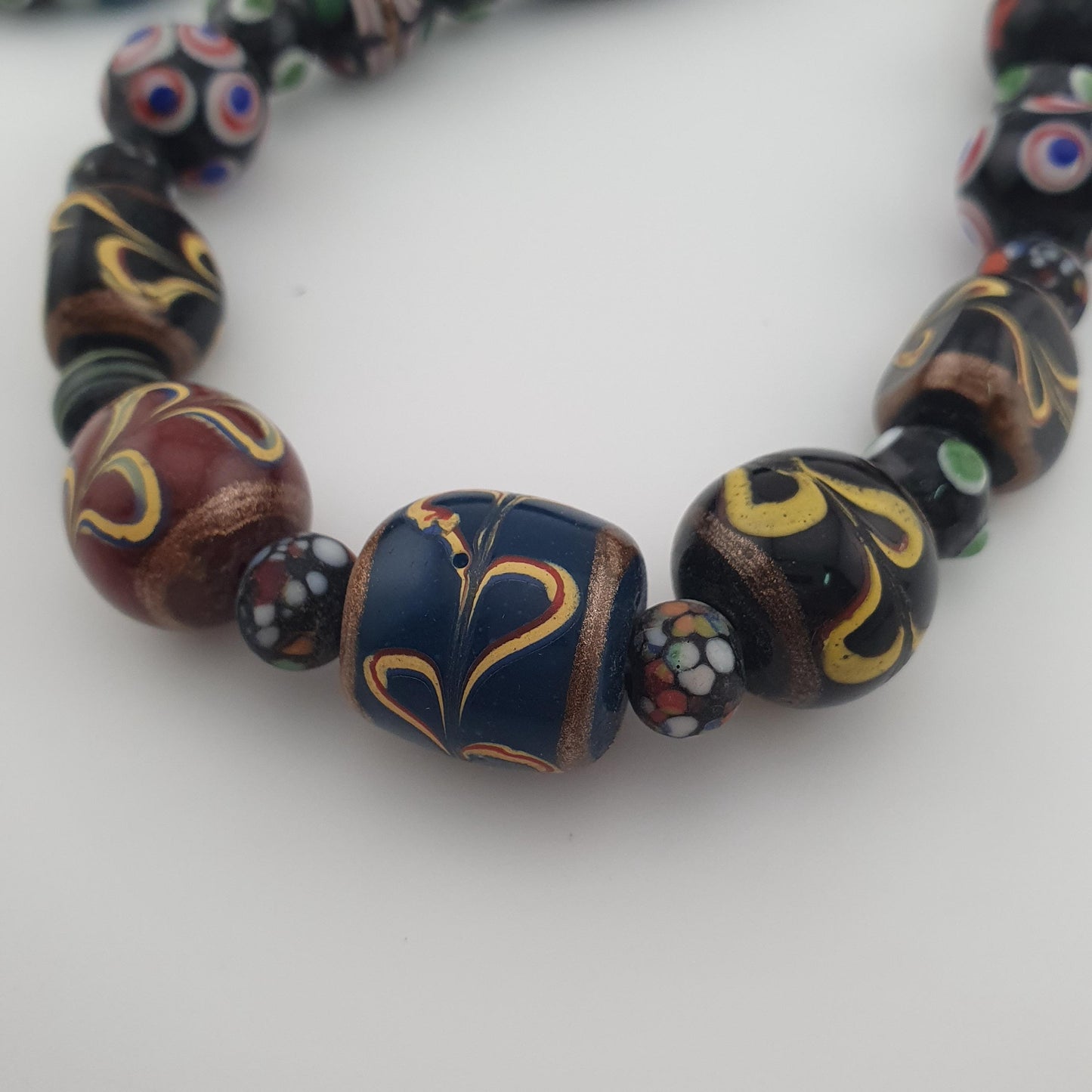 Antique MultiColor Venetian Style Mix Glass Beads Necklace
