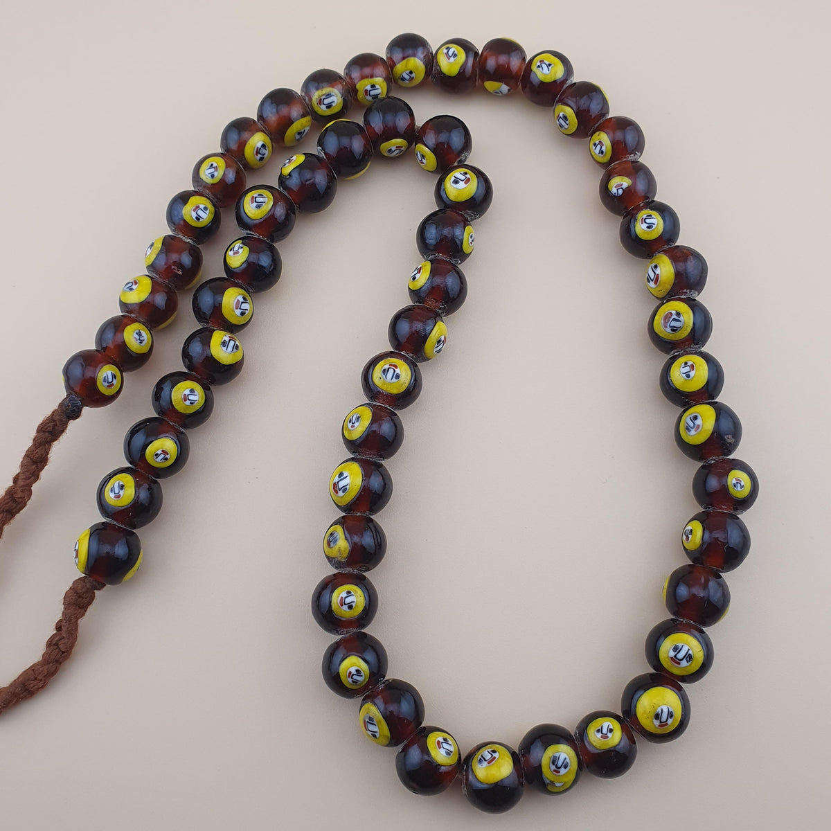 Collier de perles de verre vintage style vénitien africain - 50 cm