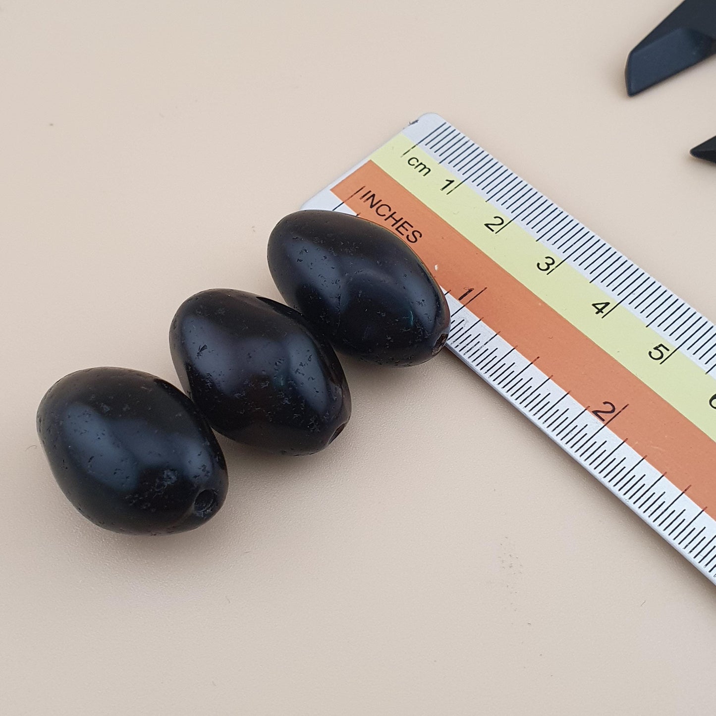 Antique Natural Brown Black Suliemani Oval Shape Suliemani Agate Lot of 3 Beads