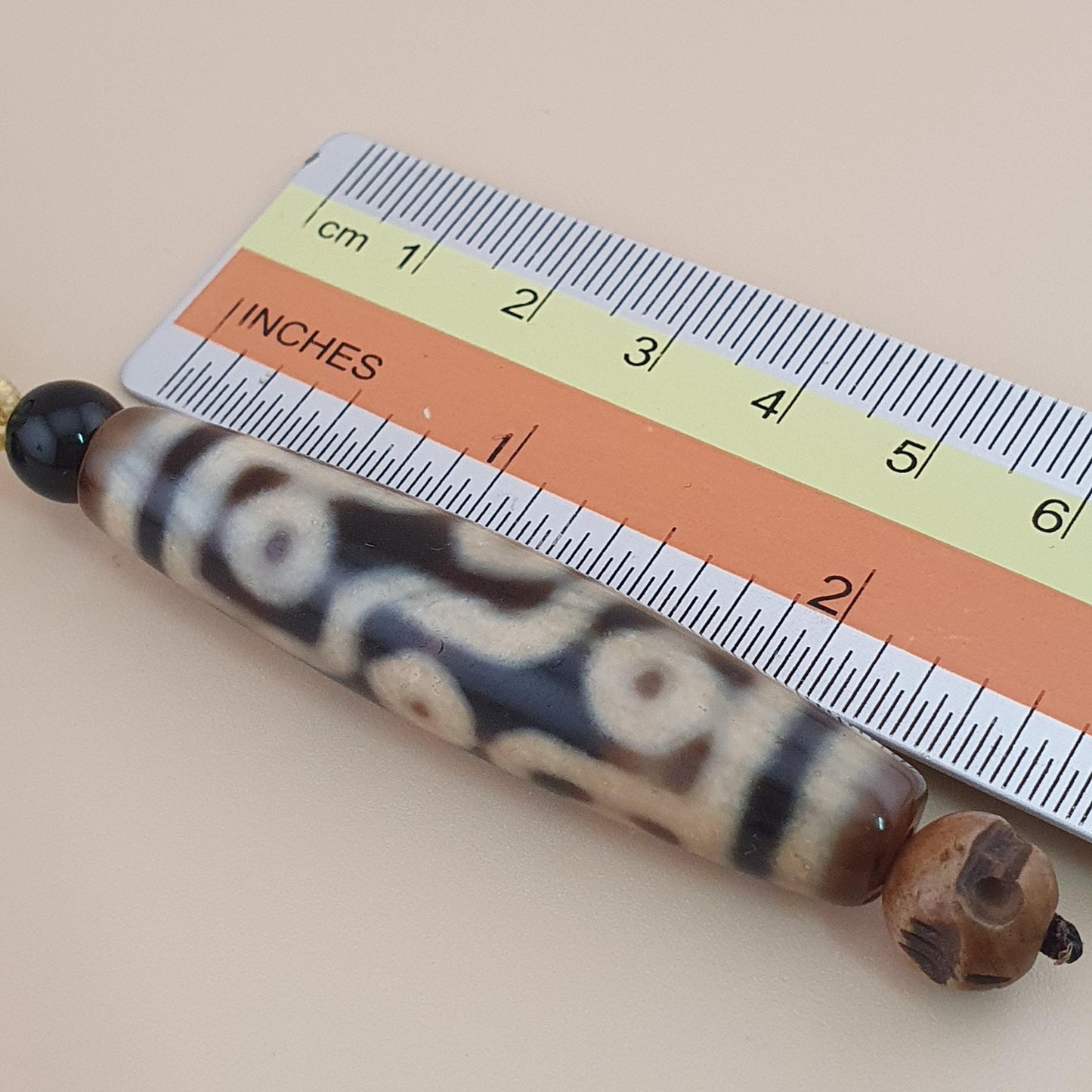 Vintage Himalayan Tibetan 9 Eyes Agate Bead Amulet