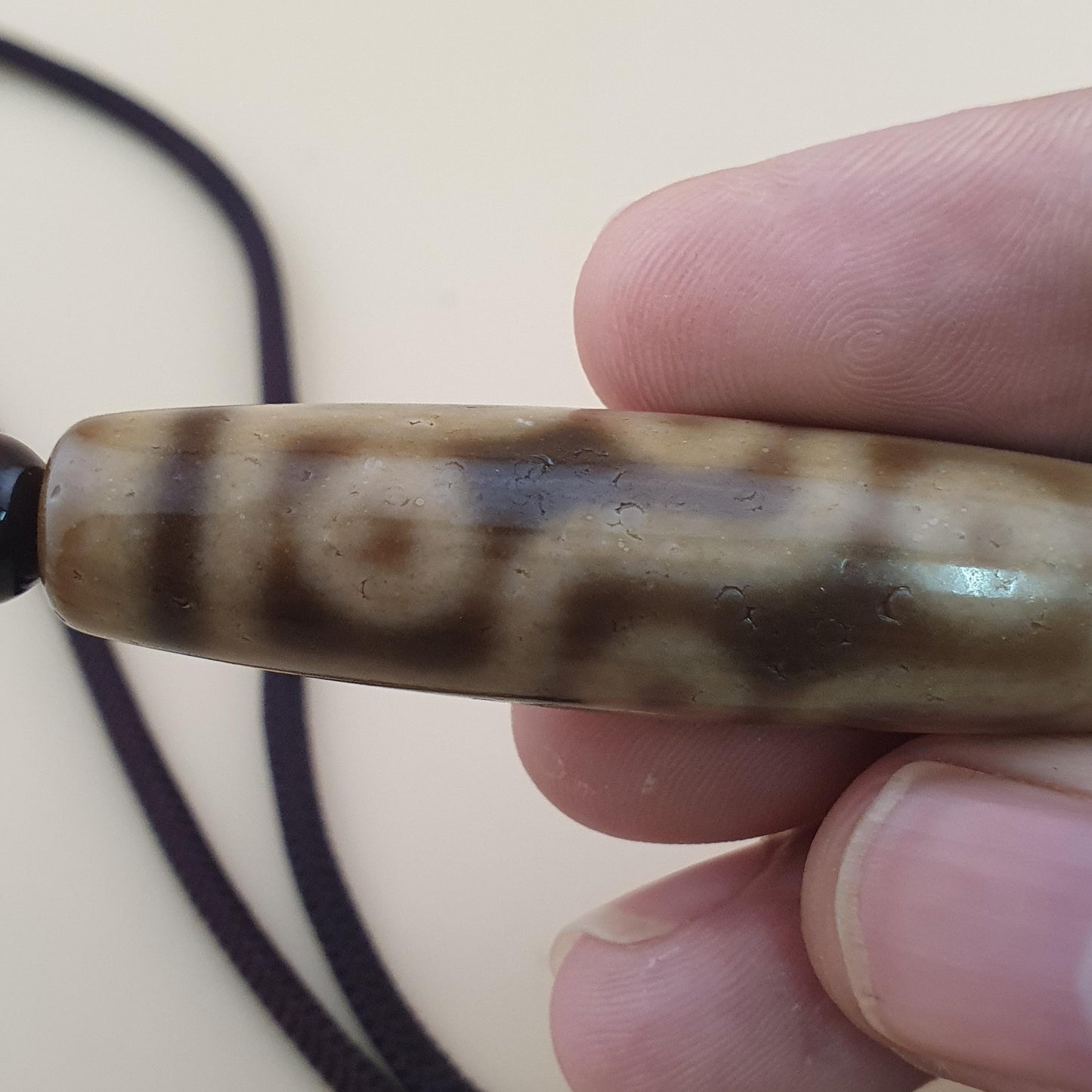 Vintage 9 Augen Himalaya Tibet Achat Dzi Perle Amulett Anhänger Halskette