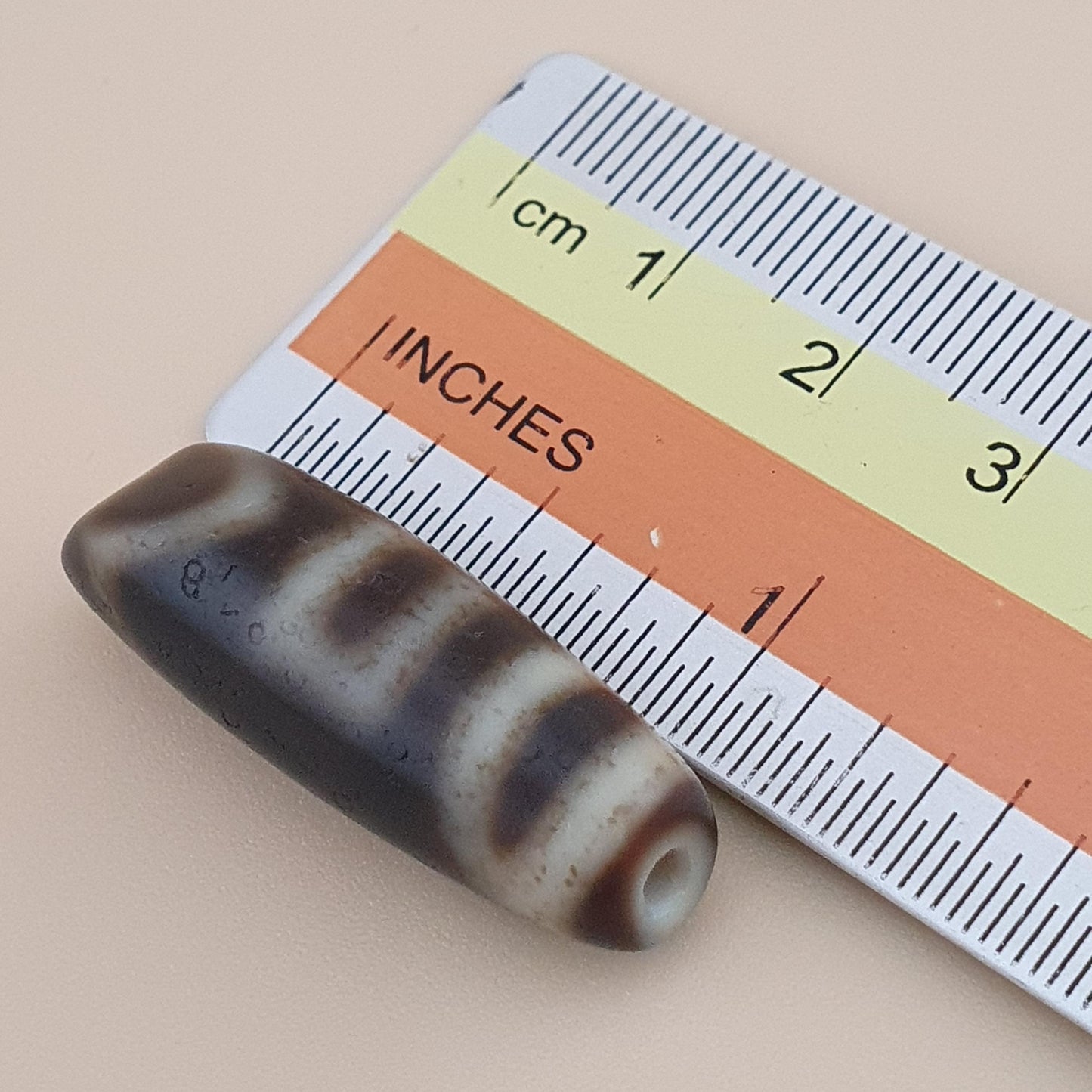 Vintage Circle Square Himalayan Tibetan Agate Dzi Bead Amulet