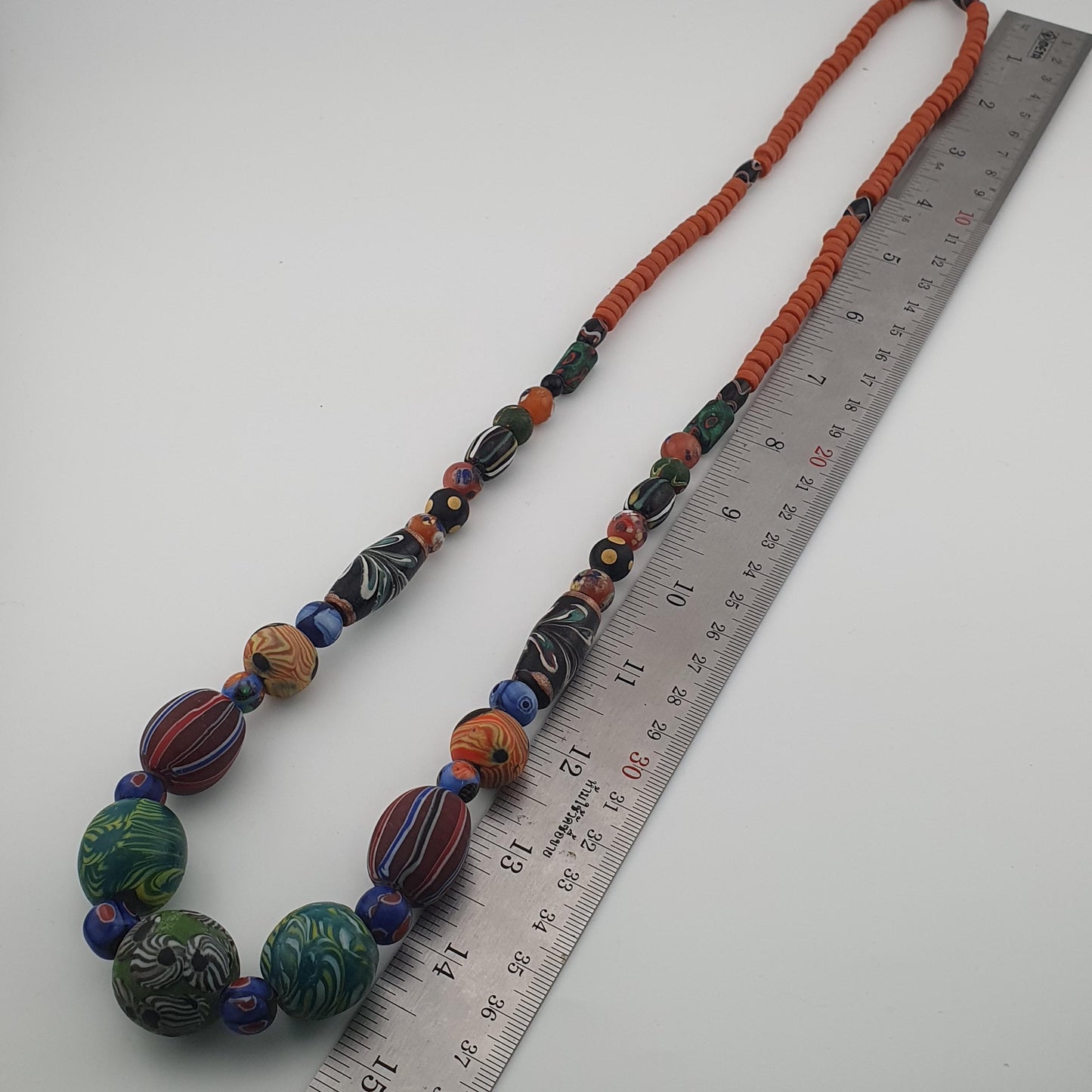 Antique Venetian Style Mix Gabri & Floral Glass Beads Necklace