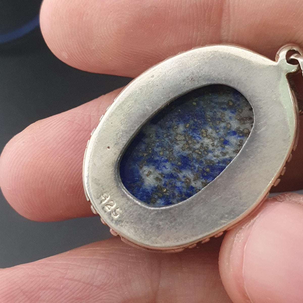 Pendentif vintage en argent sterling 925 avec lapis-lazuli