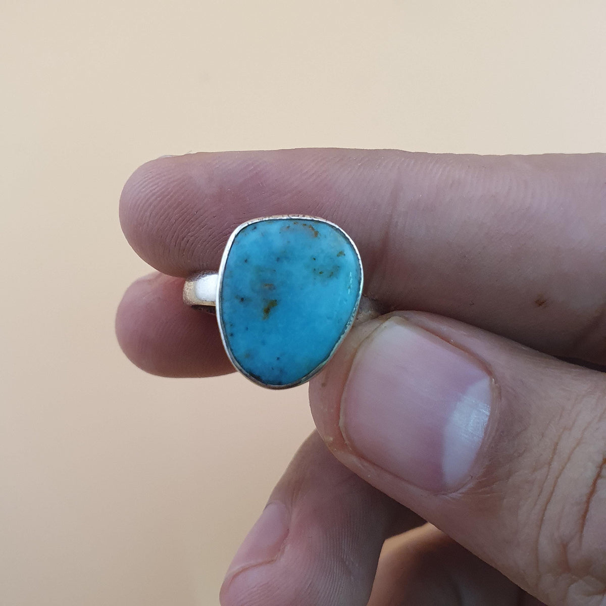 Bague en argent sterling avec turquoise naturelle d'Arizona, fabriquée à la main, style bohème, petite bague en pierre précieuse