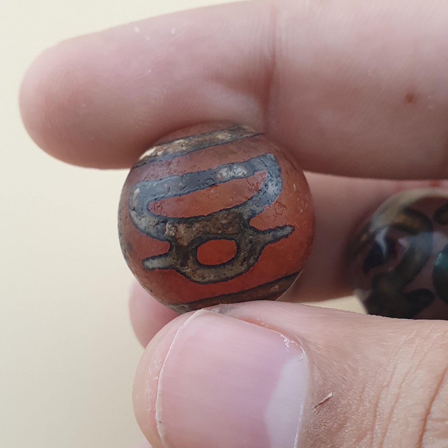 Vintage Etched Carnelian Agate Lot of 3 Beads