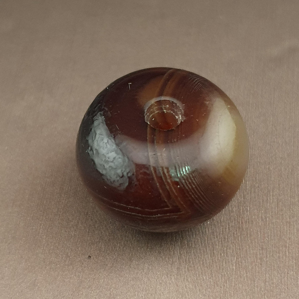 Amulette en Agate Sulemani de Forme Pneu à Motif Naturel Vintage
