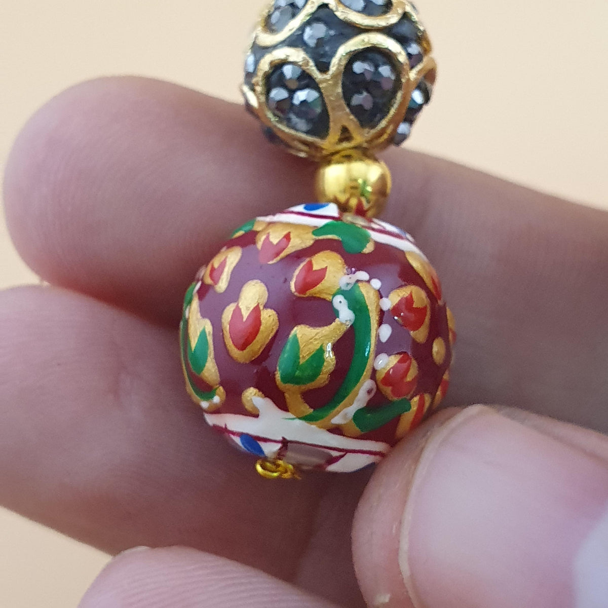 Boucles d'oreilles pendantes en émail coloré faites à la main au design afghan