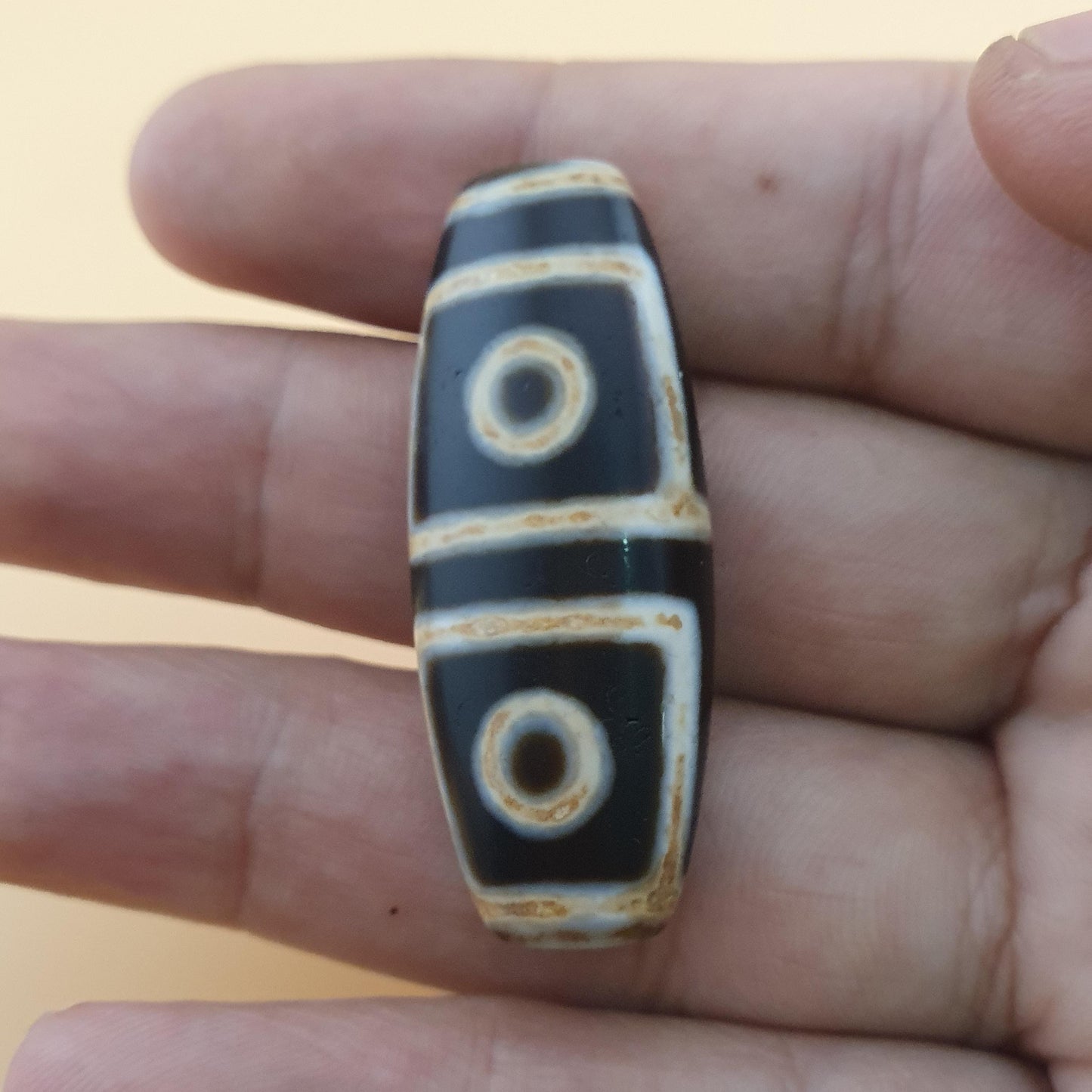 Vintage 4 Augen Himalaya Tibet Achat Perlen Amulett